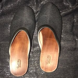 Studded grey clog shoe